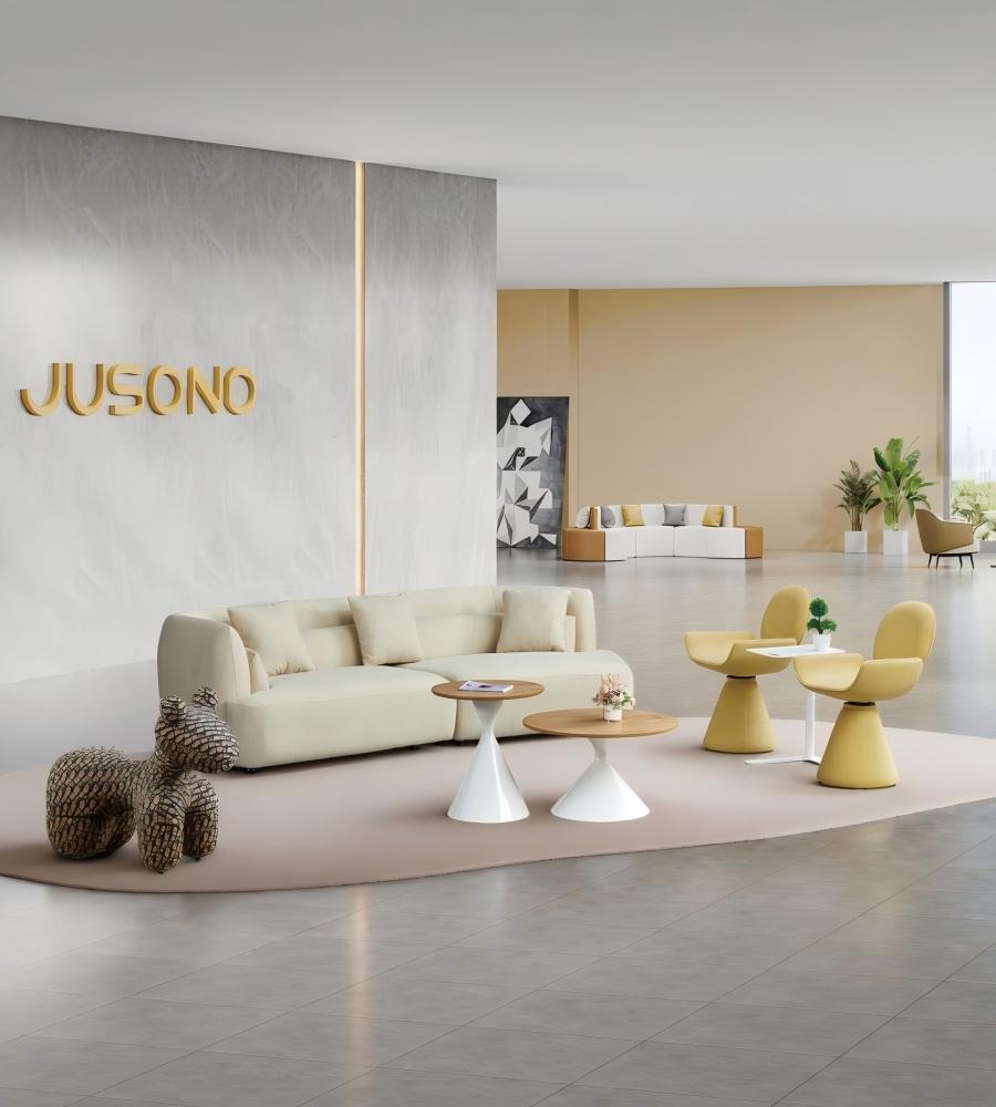 現代簡約米白色布藝微弧形梳化 Modern Minimalist Beige Fabric  Curved Sofa