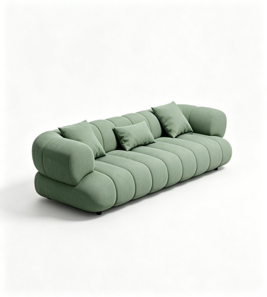 現代淺綠色布藝三座位梳化 Modern Light Green Fabric 3-Seater Sofa