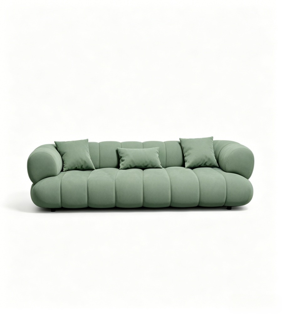 現代淺綠色布藝三座位梳化 Modern Light Green Fabric 3-Seater Sofa