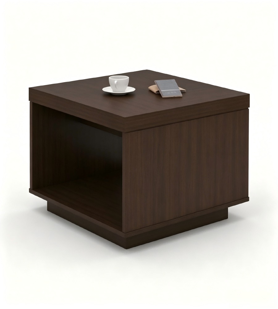 簡約胡桃木色木紋雙層方形茶几 Business Walnut Wood Grain Square Coffee Table