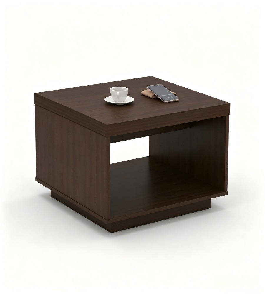 簡約胡桃木色木紋雙層方形茶几 Business Walnut Wood Grain Square Coffee Table