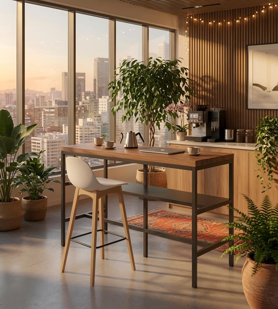 北歐簡約白色原木色實木低背吧椅 Nordic Minimalist White Solid Wood Low Back Bar Stool