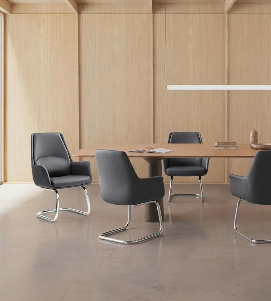 深灰色弓形腳會議椅 Dark Gray Cantilever Conference Chair