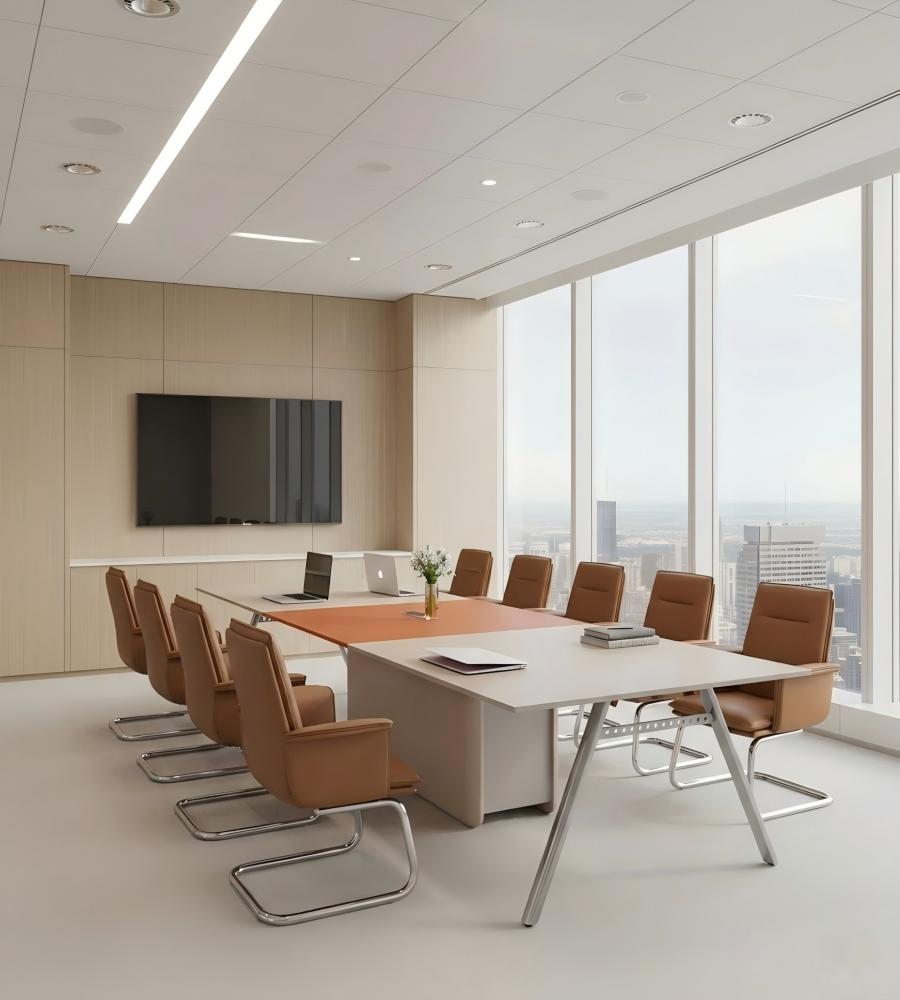 商務啡色西皮帶扶手弓形腳會議椅 Modern Brown PU Leather Sled Base Conference Chair