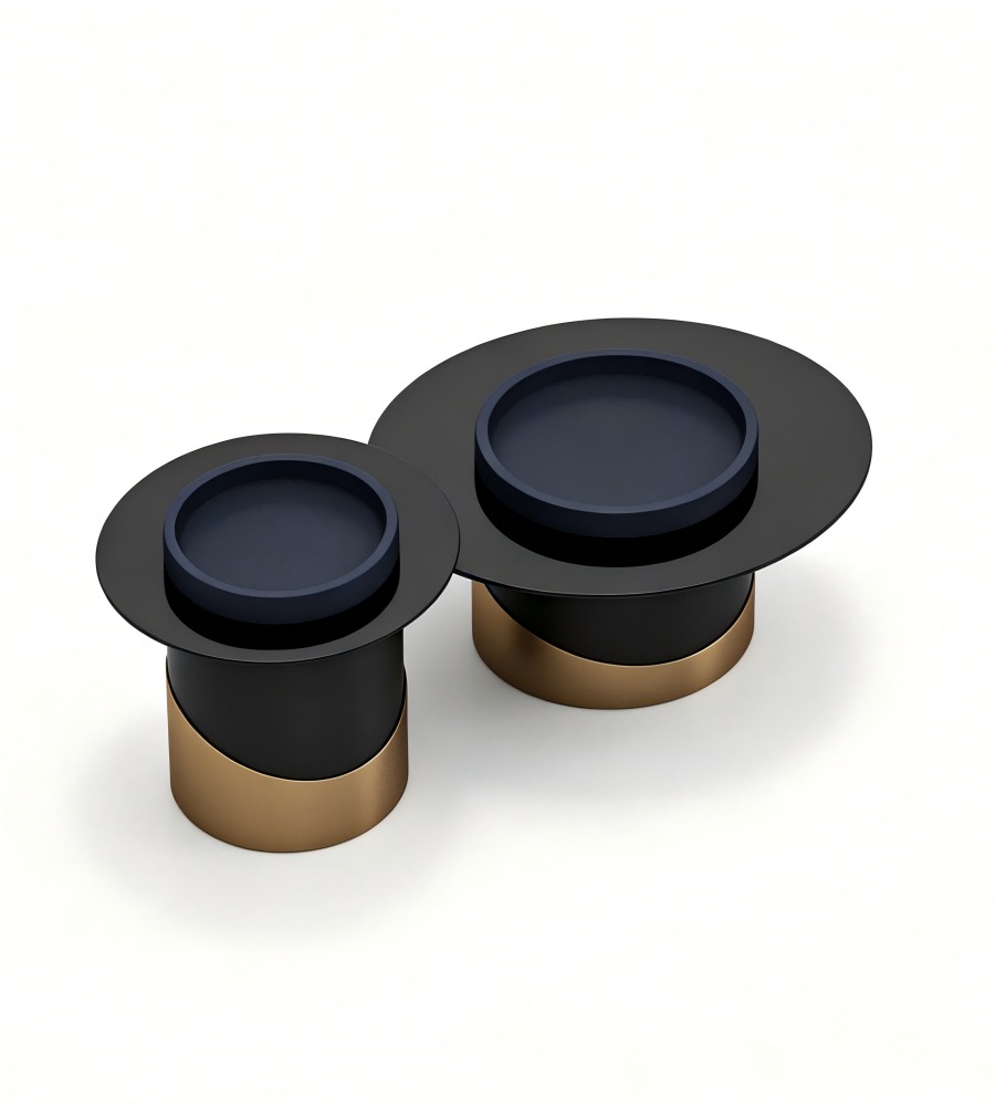 輕奢藍灰色玻璃組合茶几 Light Luxury Blue Grey Glass Nesting Coffee Table