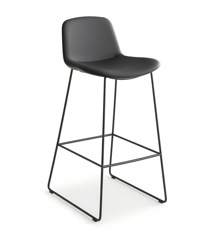 簡約黑色PU皮鋼架無扶手吧椅 Black PU Leather Steel Frame Bar Stool