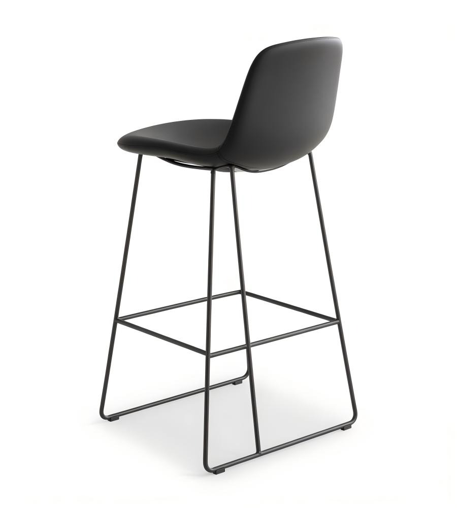 簡約黑色PU皮鋼架無扶手吧椅 Black PU Leather Steel Frame Bar Stool