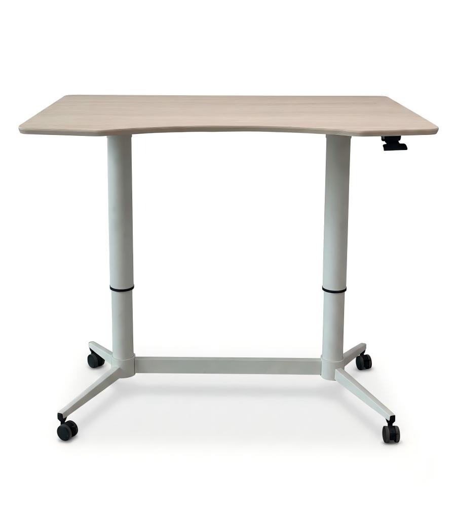 簡約淺木色升降式帶轆講台 Ergonomic Light Wood Adjustable Podium with Wheels