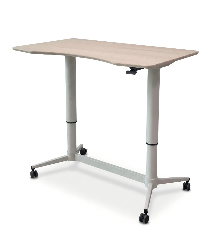 簡約淺木色升降式帶轆講台 Ergonomic Light Wood Adjustable Podium with Wheels
