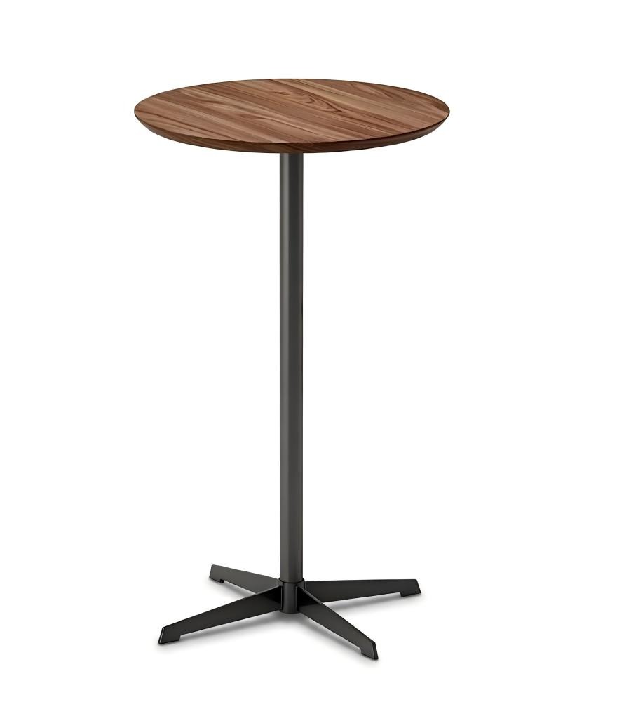 現代胡桃木色金屬腳圓形吧枱 Modern Walnut Round Bar Table