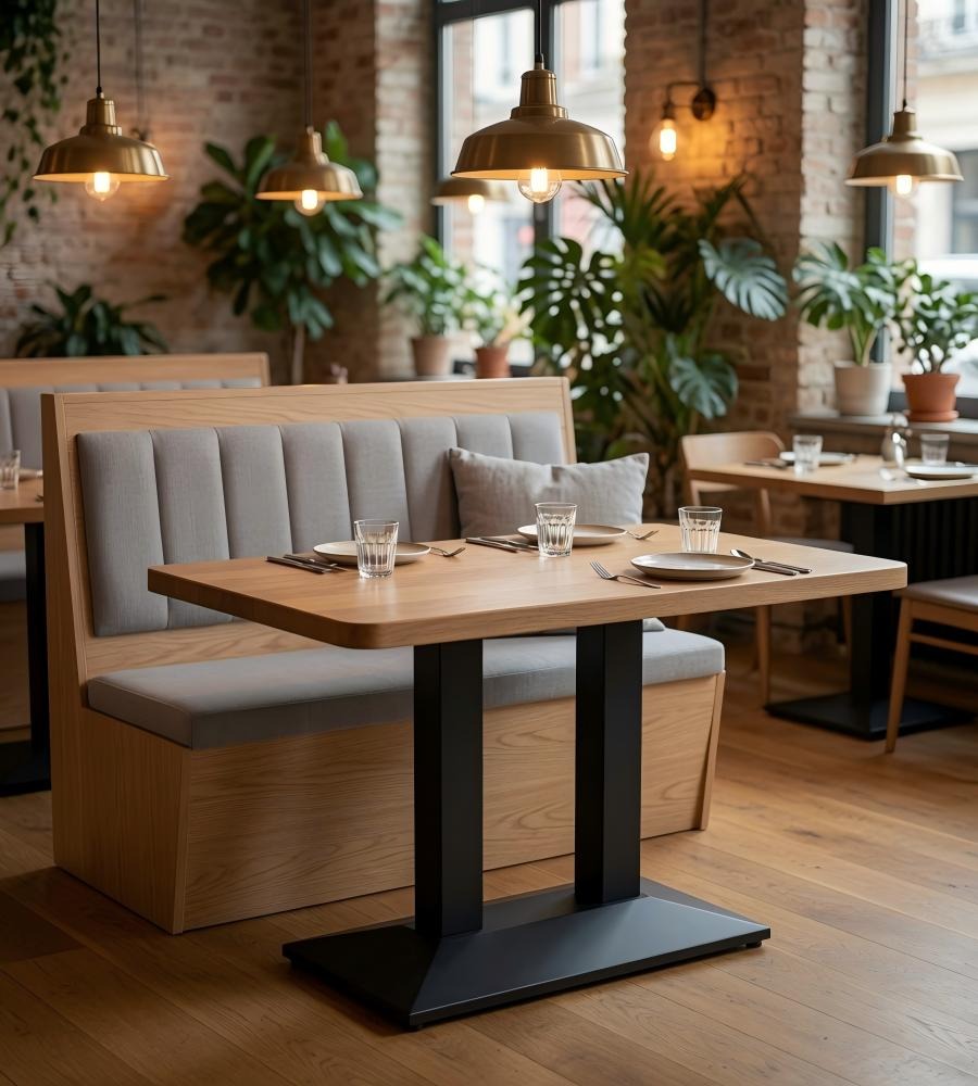 現代實木多層板長方形鋼架餐枱 Modern Wood Rectangular Dining Table