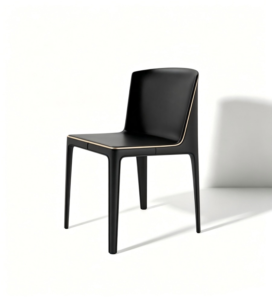 極簡金屬色鑲邊休閒椅 Minimalist Metallic-Trimmed Lounge Chair