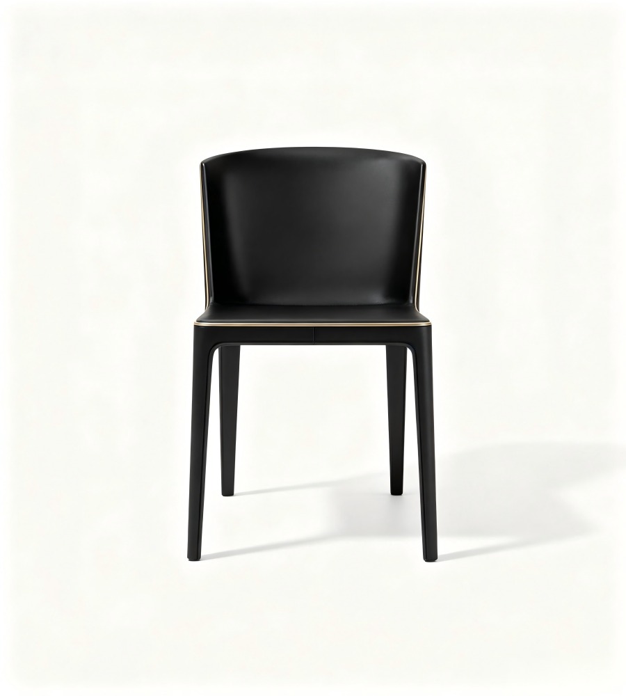 極簡金屬色鑲邊休閒椅 Minimalist Metallic-Trimmed Lounge Chair
