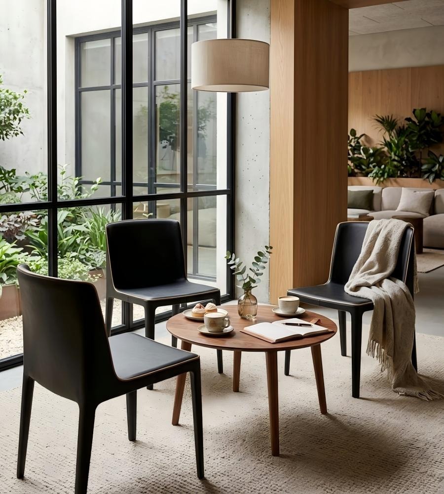 極簡金屬色鑲邊休閒椅 Minimalist Metallic-Trimmed Lounge Chair