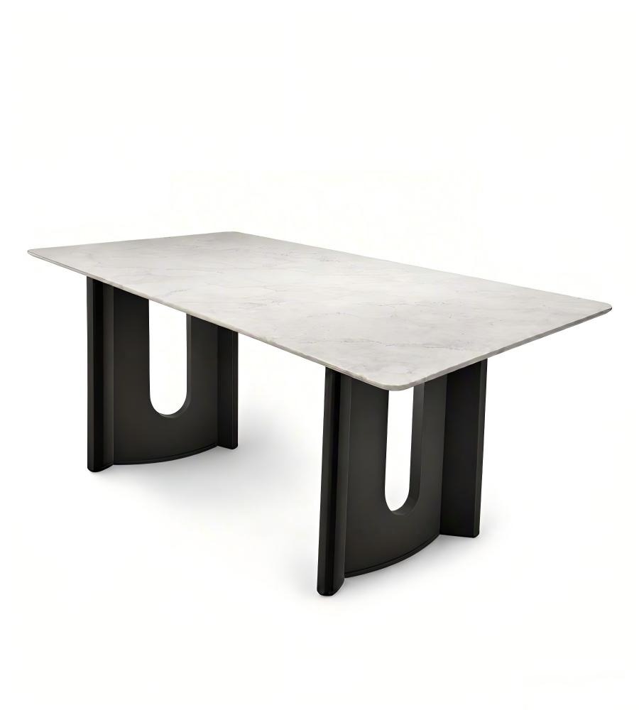 輕奢白色大理石長方形餐枱 Light Luxury White Marble Rectangular Dining Table