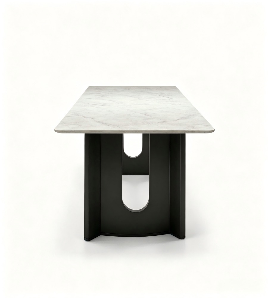 輕奢白色大理石長方形餐枱 Light Luxury White Marble Rectangular Dining Table