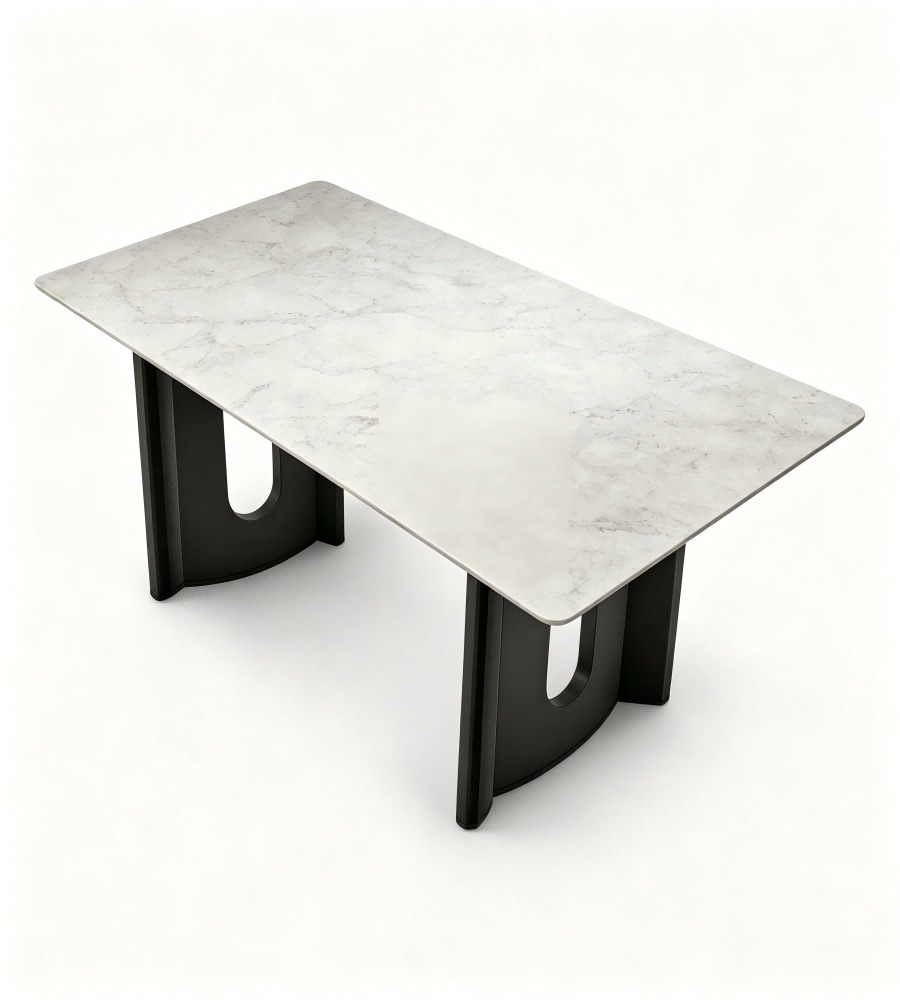 輕奢白色大理石長方形餐枱 Light Luxury White Marble Rectangular Dining Table