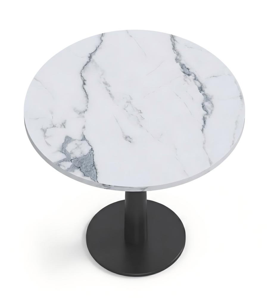 輕奢勞倫黑金岩板黑色金屬腳圓形小茶几 Light Luxury Lauren Black Round Side Table