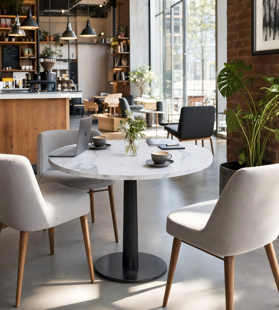 輕奢勞倫黑金岩板黑色金屬腳圓形小茶几 Light Luxury Lauren Black Round Side Table