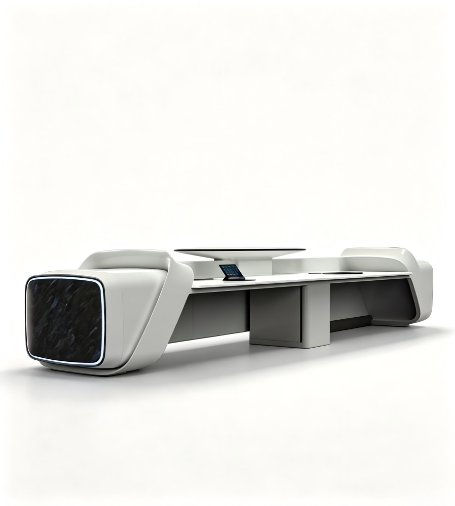未來感流線型LED接待前台 Futuristic Streamline LED Reception Desk