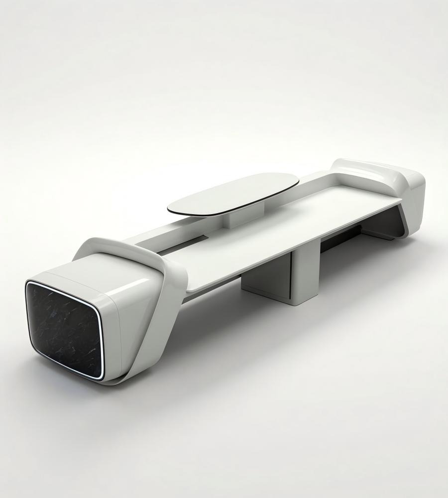 未來感流線型LED接待前台 Futuristic Streamline LED Reception Desk