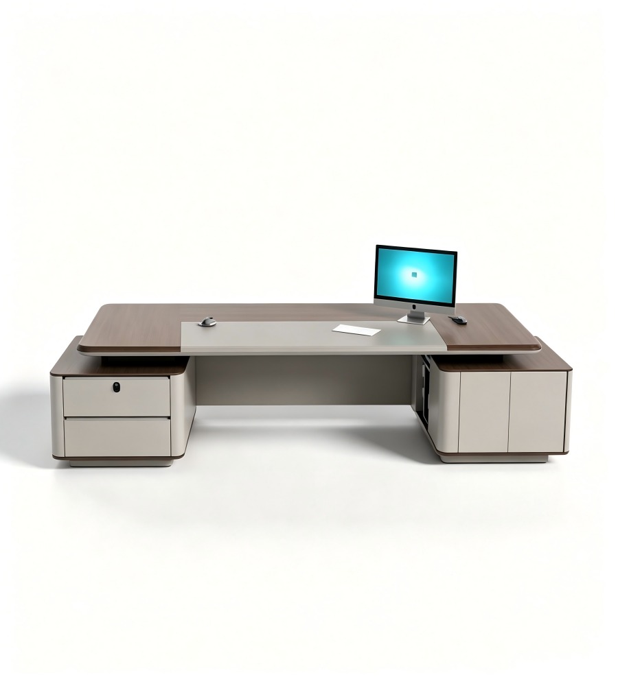 雙櫃一體行政老闆台 Dual-Cabinet Executive Desk