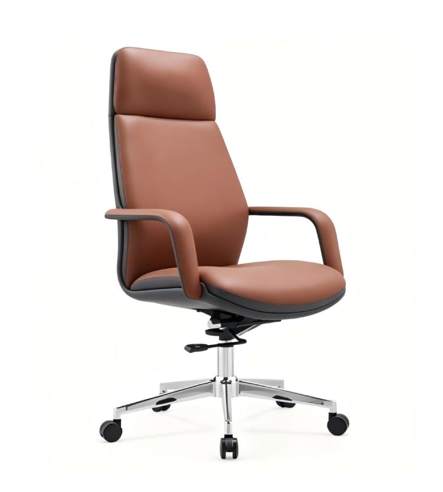 棕色深殼雙色五星腳大班椅 Brown and Dark Shell Two-Tone Five-Star Base Executive Chair