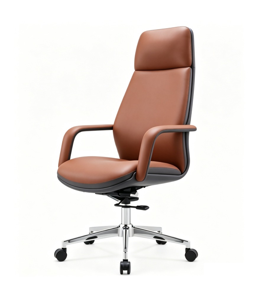 棕色深殼雙色五星腳大班椅 Brown and Dark Shell Two-Tone Five-Star Base Executive Chair