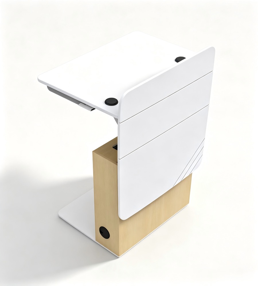 木紋拼接氣動升降講台 Wood-Accented Pneumatic Lift Podium