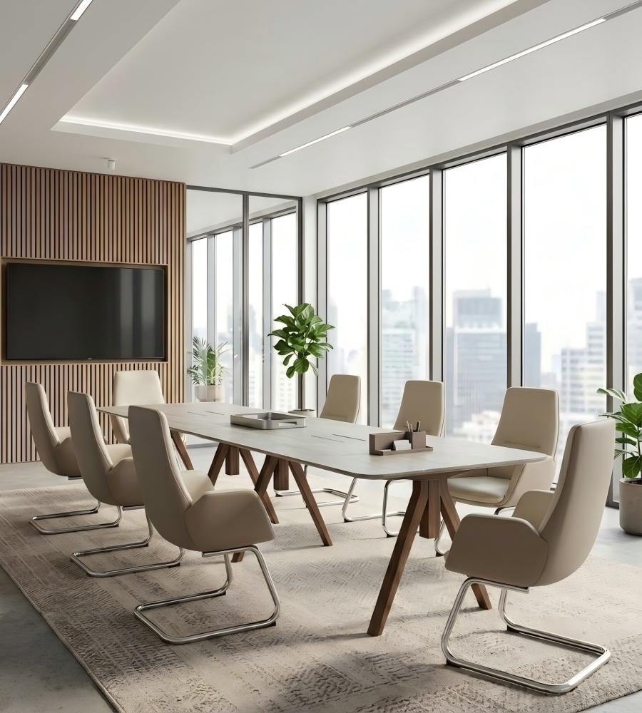 雙色弓形腳扶手會議椅	 Two-Tone Cantilever Conference Chair with Armrests