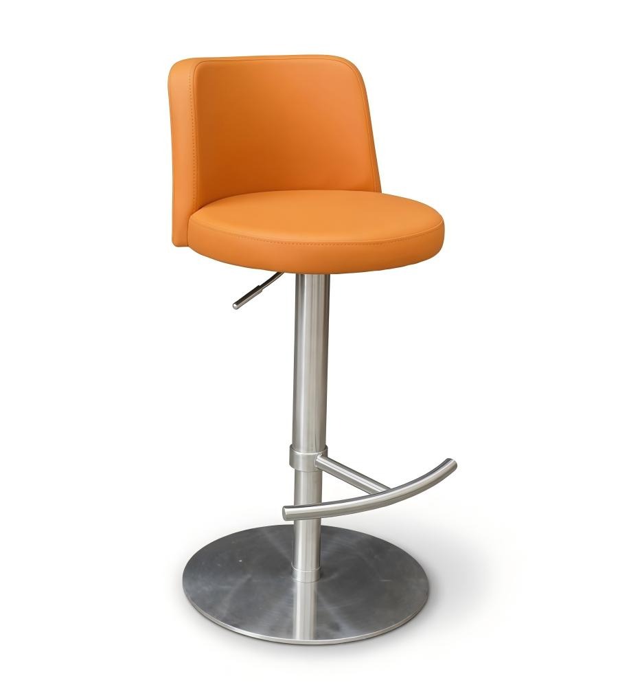 現代簡約橙色PU皮不銹鋼腳吧椅 Modern Bar Stool