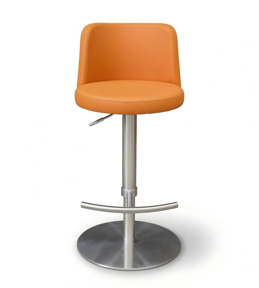 現代簡約橙色PU皮不銹鋼腳吧椅 Modern Bar Stool