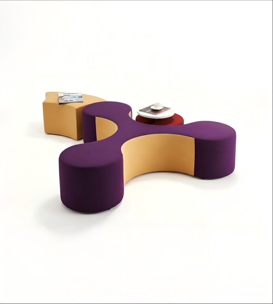 現代多色布藝多座位辦公梳化 Modern Multi-color Fabric Multi-seater Office Sofa