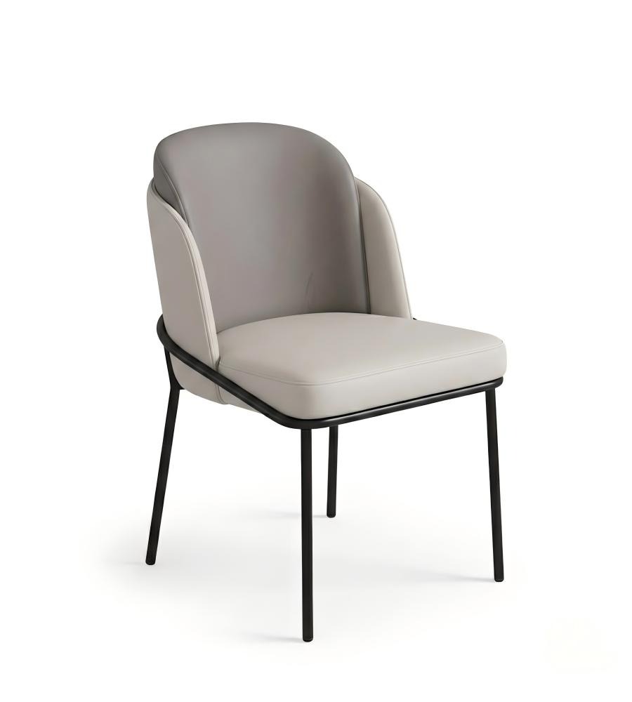 現代雙拼灰色西皮金屬腳餐桌椅 Modern Two-Tone Grey PU Leather Metal Leg Dining Chair