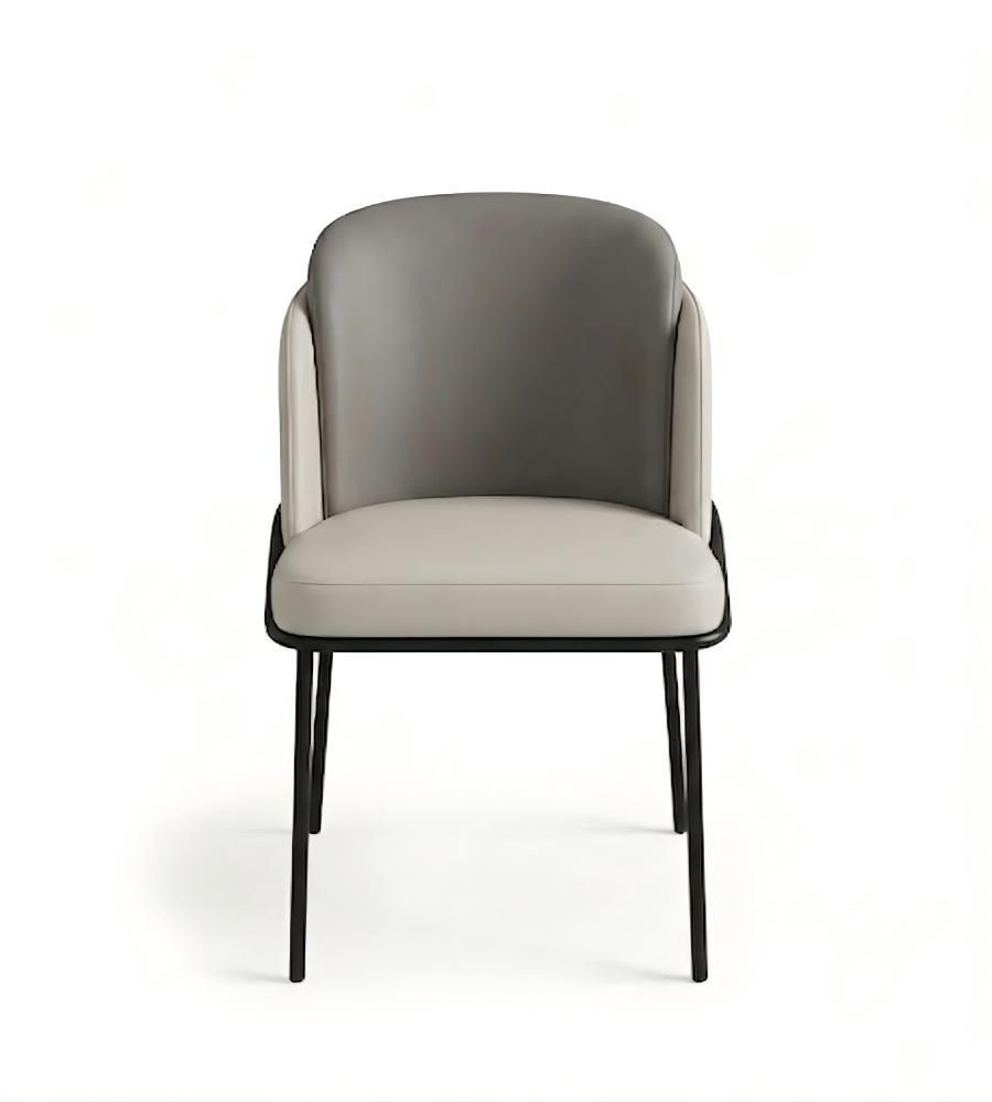 現代雙拼灰色西皮金屬腳餐桌椅 Modern Two-Tone Grey PU Leather Metal Leg Dining Chair