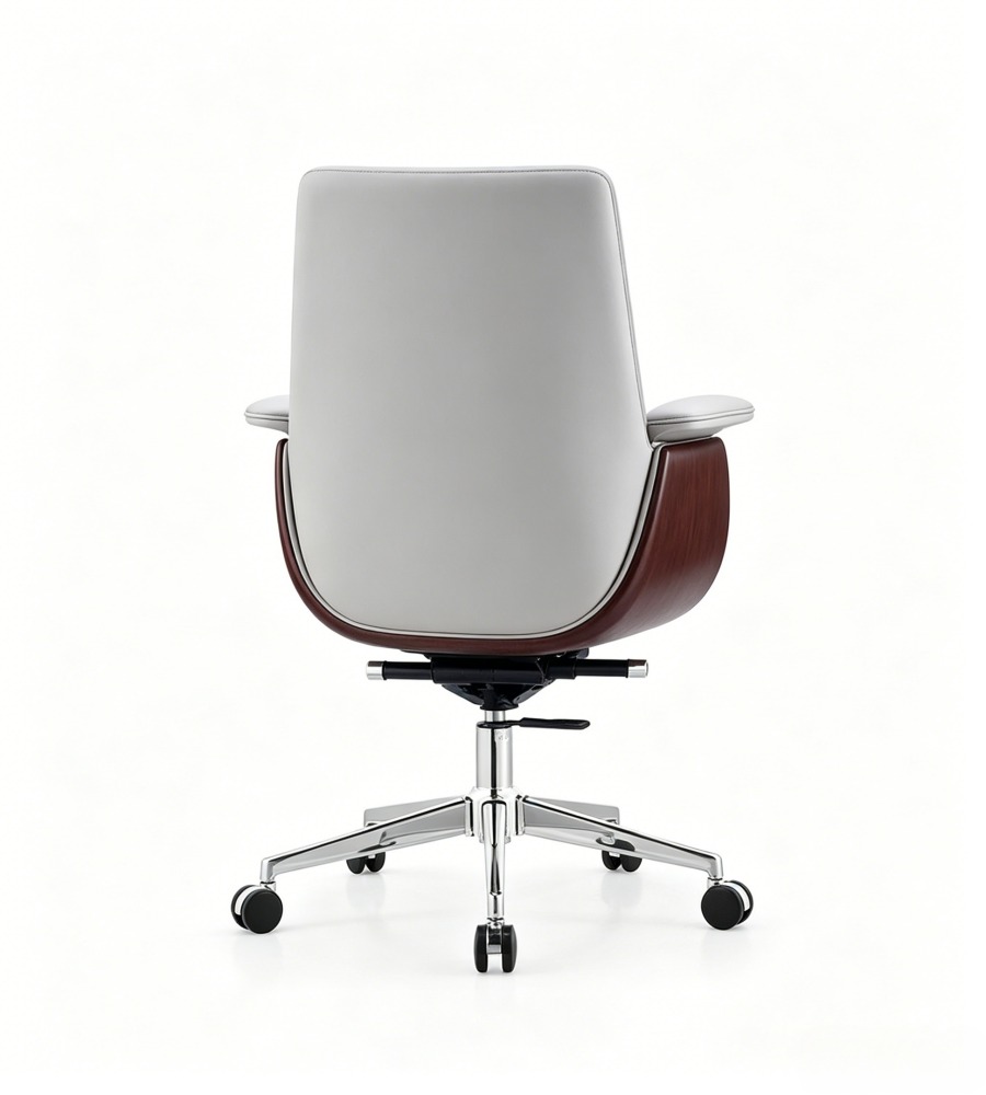 淺灰木紋拼接五星腳會議椅 Light Gray and Wood-Grain Two-Tone Five-Star Base Conference Chair