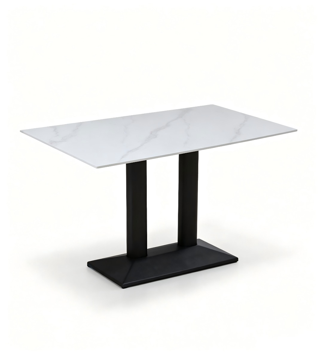 現代白色岩板鋼架長方形餐枱 Modern White Sintered Stone Dining Table