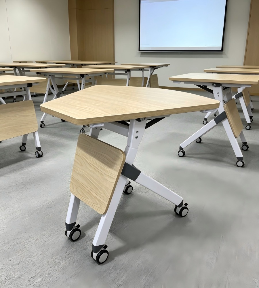 靈活組合淺木色可摺培訓枱 Flexible Modular Light Wood Foldable Training Table