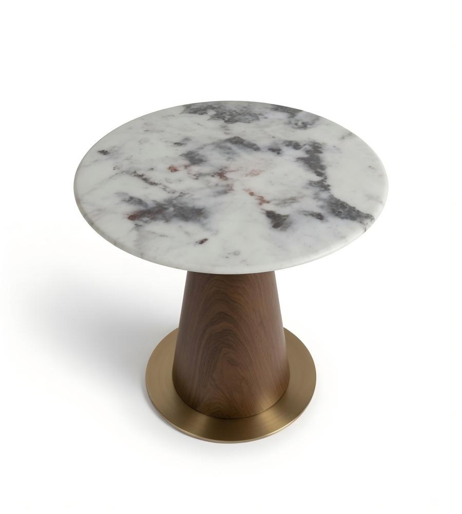 現代輕奢木紋大理石圓形洽談枱 Modern Marble Wood Grain Round Table