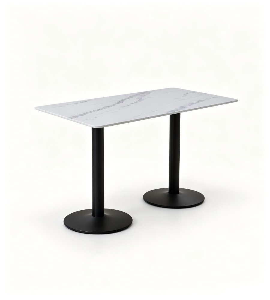 現代白色岩板鋼架長方形餐枱 Modern White Sintered Stone Dining Table