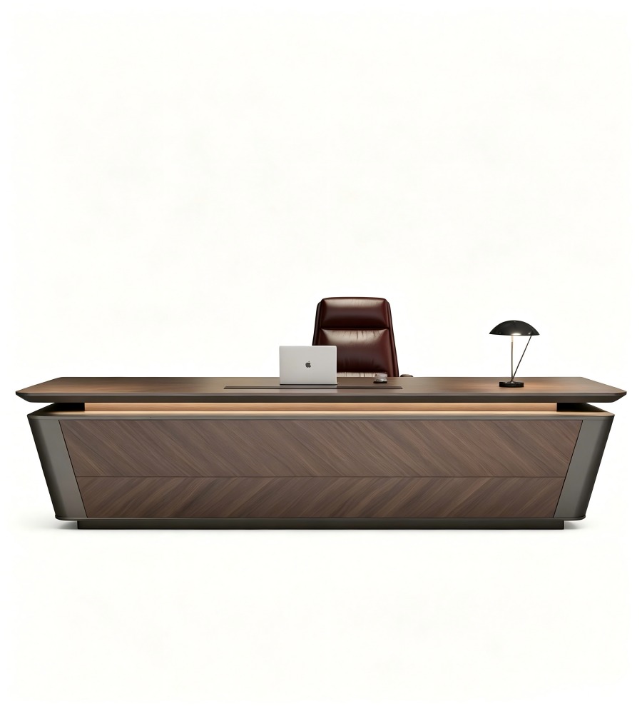 懸浮感人字紋老闆台 Floating-Style Chevron Executive Desk