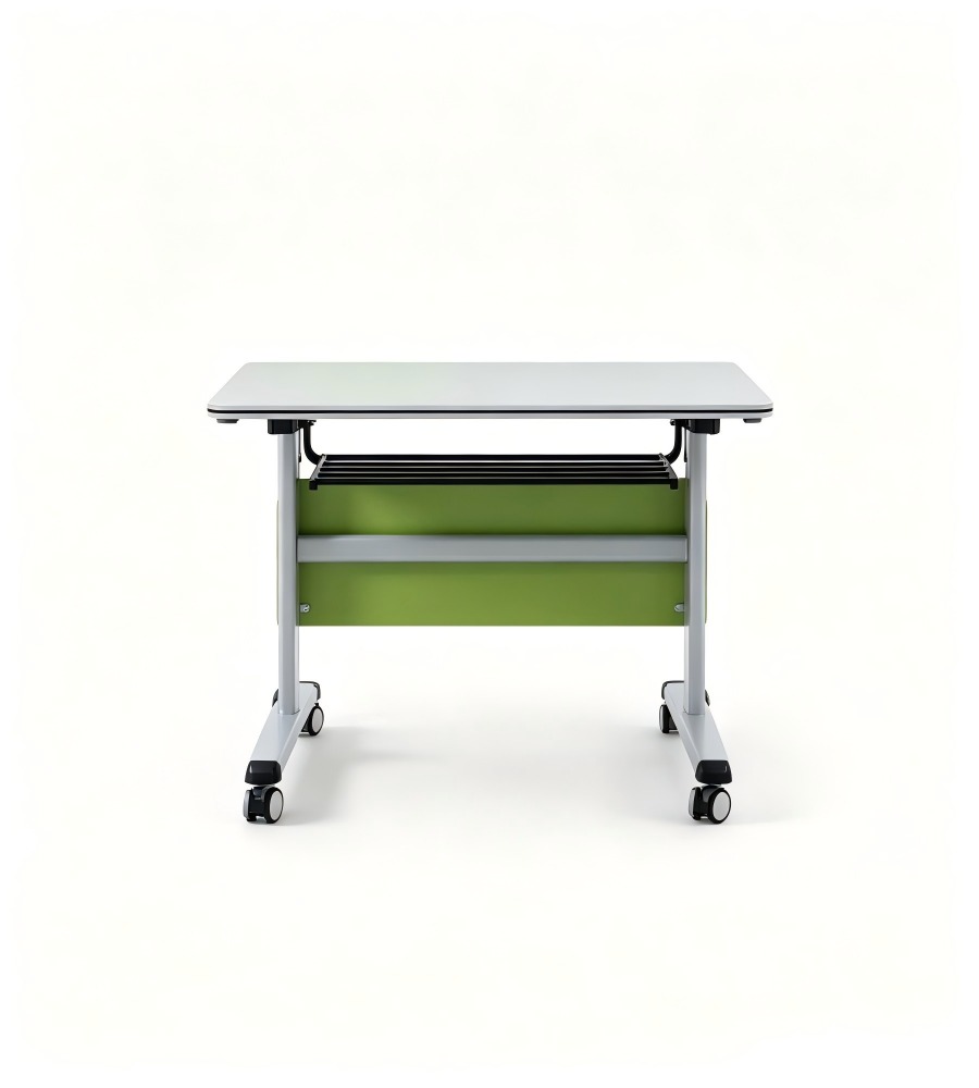 淺灰拼綠色帶轆培訓枱 Light Grey and Green Training Table with Wheels
