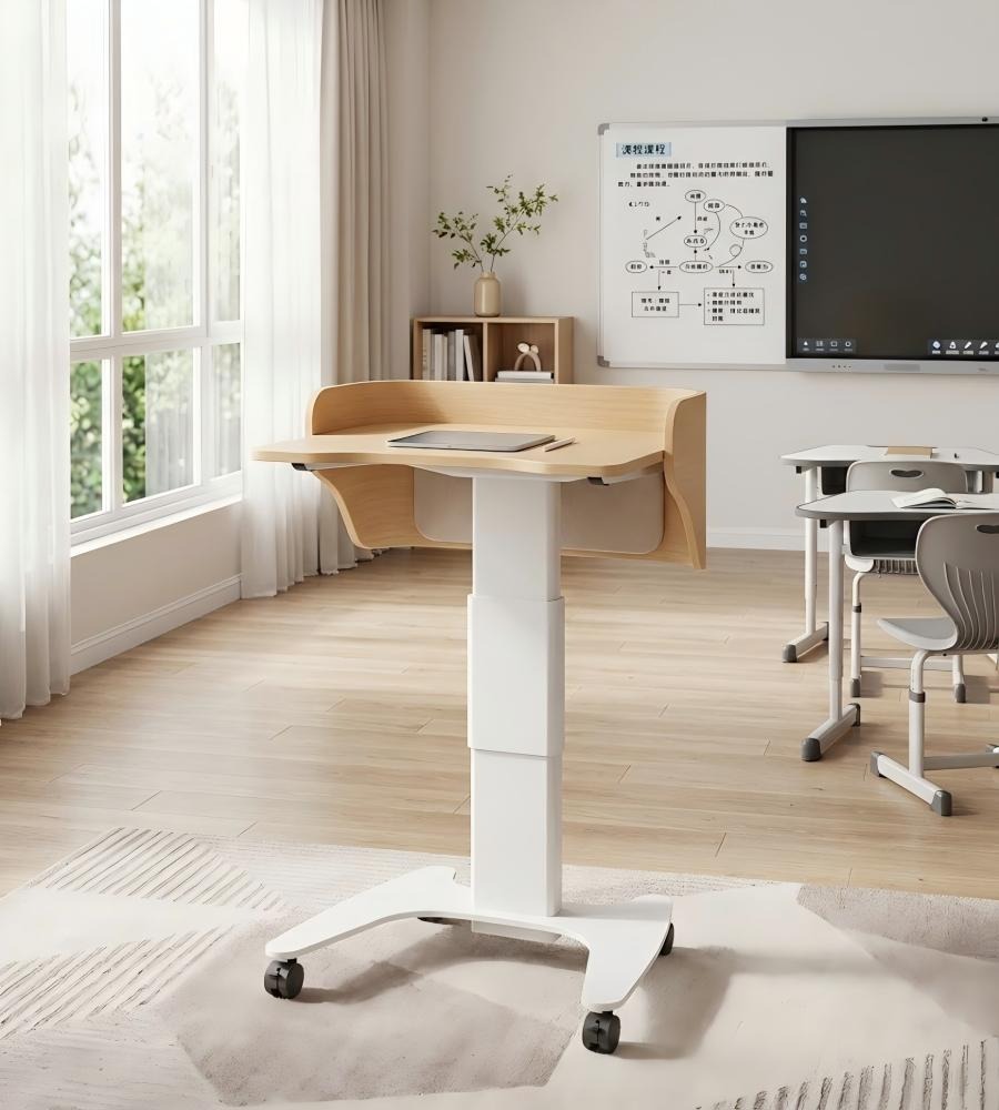 木紋氣動升降講台 Wood-Finish Pneumatic Height-Adjustable Podium