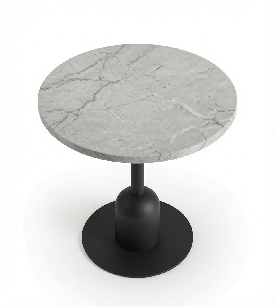簡約白色岩板圓形洽談枱  Minimalist Sintered Stone Round Table