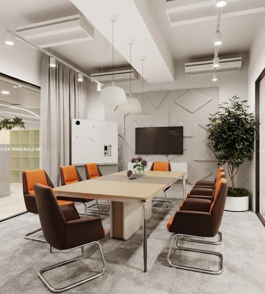 橘褐雙色弓形腳會議椅 Orange & Dark Brown Two-Tone Cantilever Conference Chair