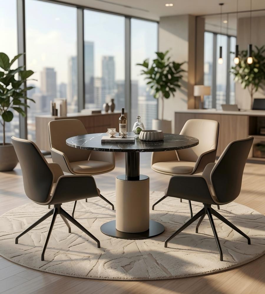 輕奢黑色大理石圓形洽談枱 Modern Black Marble Round Table