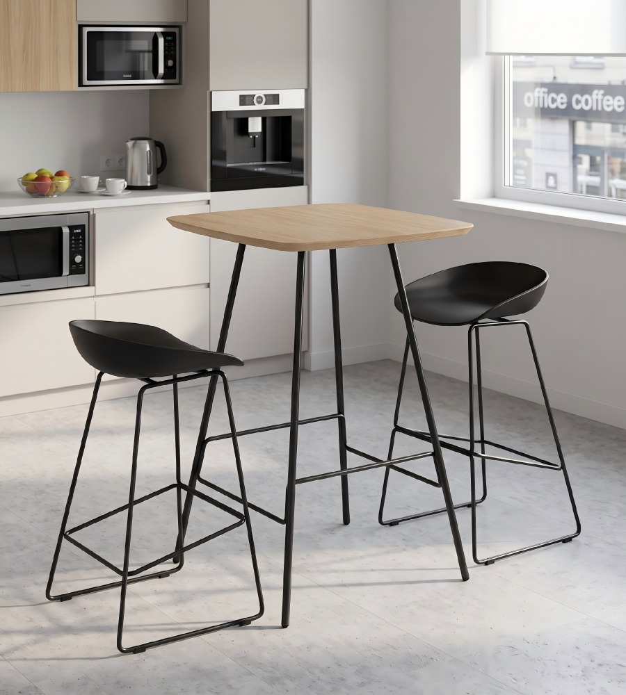 北歐淺木色金屬腳方形吧枱 Nordic Light Wood Square Bar Table