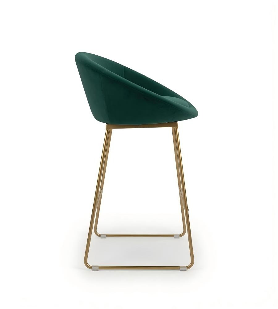 輕奢墨綠色布藝鍍金鐵腳無扶手吧椅 Luxury Green Fabric Gold Legs Bar Stool