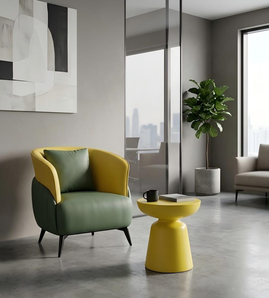 現代黃色輕巧圓形茶几 Modern Yellow Lightweight Round Coffee Table