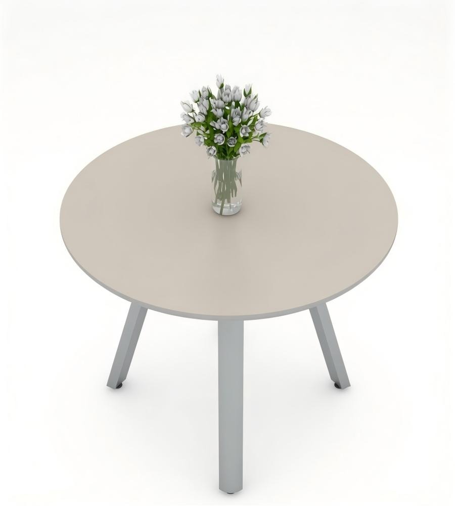 現代簡約米色金屬腳圓形洽談枱 Modern Minimalist Beige Round Consultation Table